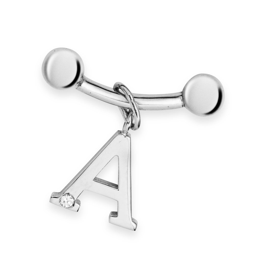 Weißgold-Barbell 10 mm mit Brillant-Anhänger 