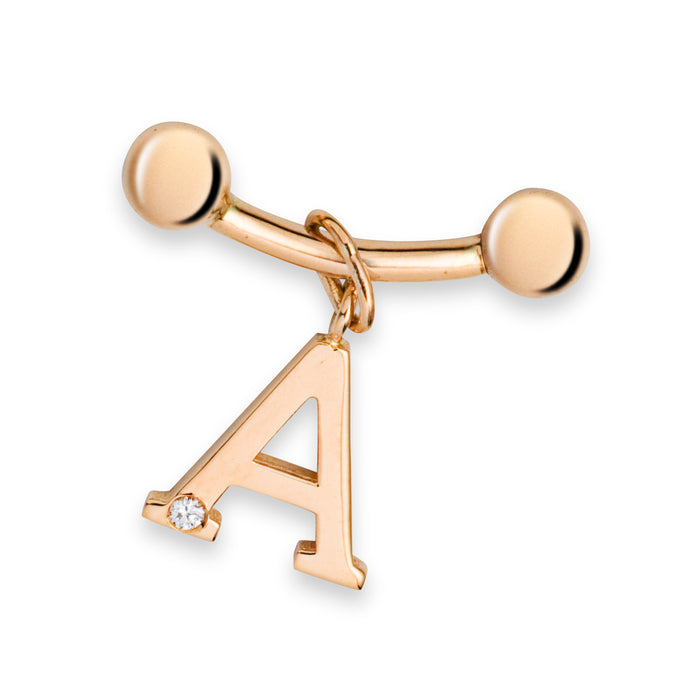 Rosegold-Barbell 10mm mit Brillant-Anhänger 