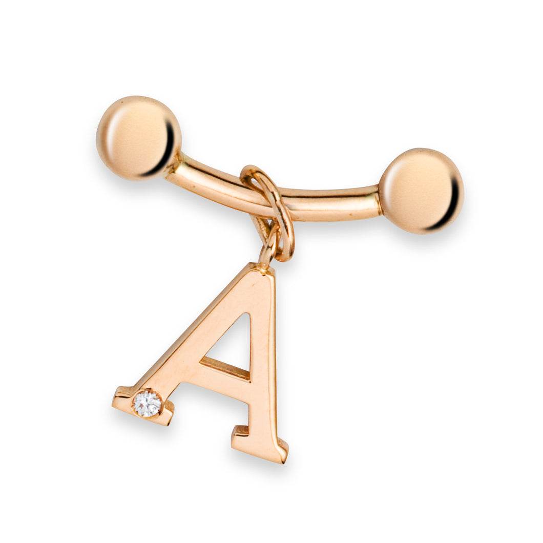 Rosegold-Barbell 10mm mit Brillant-Anhänger 