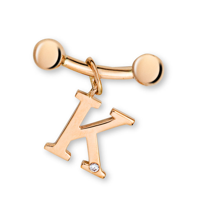 Rosegold-Barbell 10 mm mit Brillant-Anhänger 