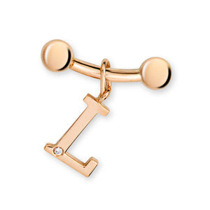 Rosegold-Barbell 10 mm mit Brillant-Anhänger "L"